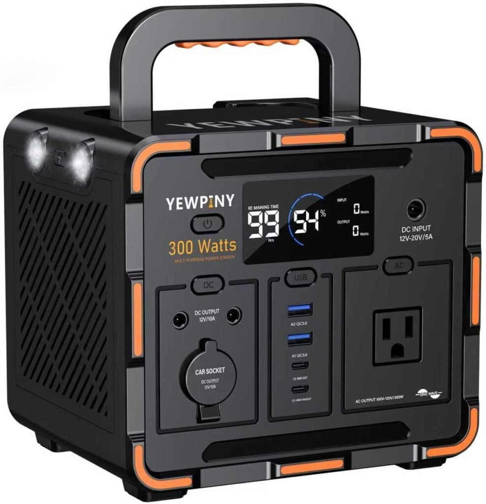 300W Portable Power Station, Solar Generator 259Wh, 70,000mAh LiFePO4 Battery with 65W USB-C PDPure Sine Wave AC, Solar Charging for Camping,Home Backup,Emergency Power(SOS Light  LCD Display)