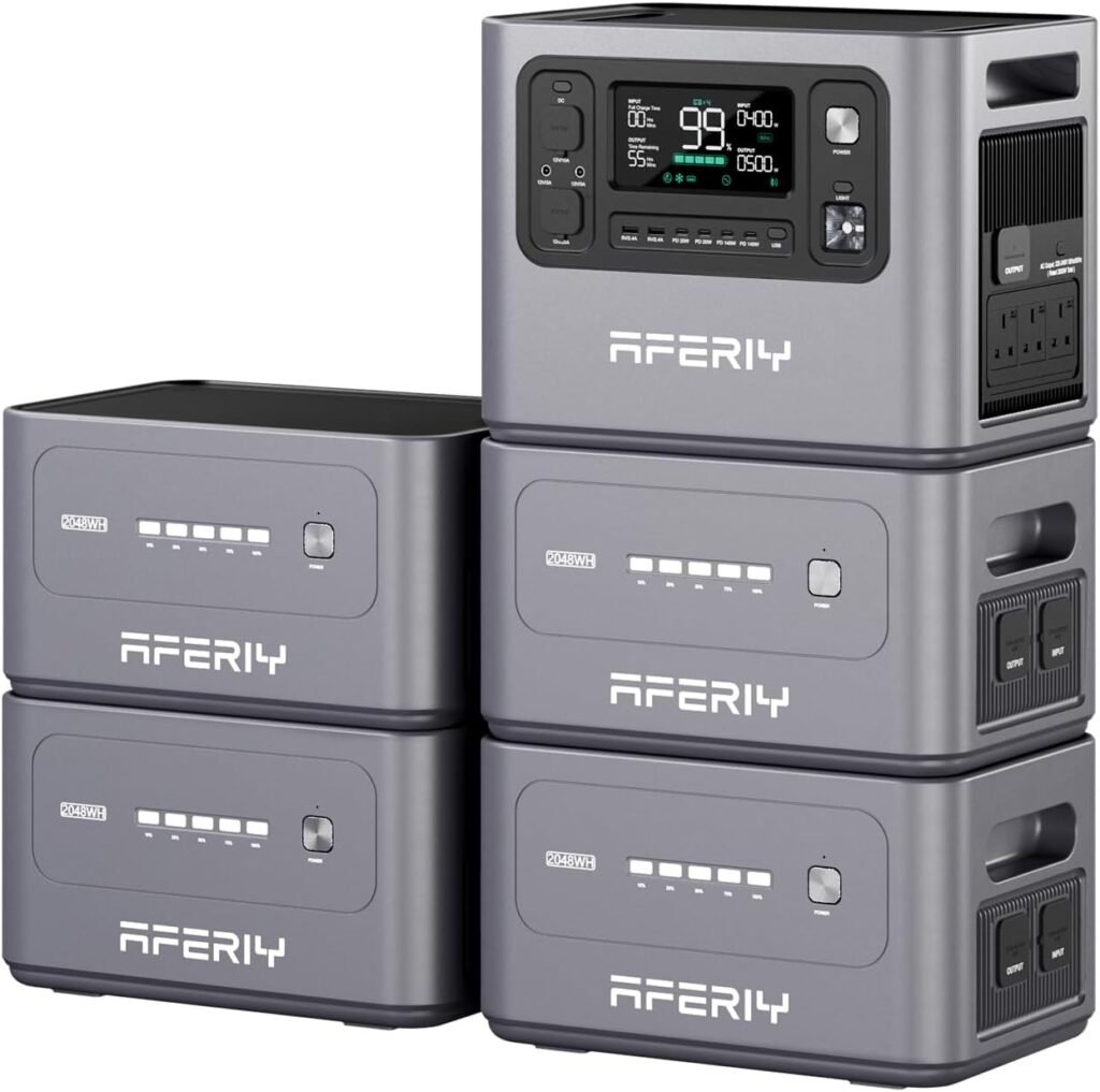 AFERIY New 2025 Portable Power Station 2800W, 2048Wh LiFePO4 Fast Charge in 1.5 H, 220V-240V, UPS, Expandable to 10.24 kWh, Portable Solar Generator for Camping, Home Office, 7-Year Warranty