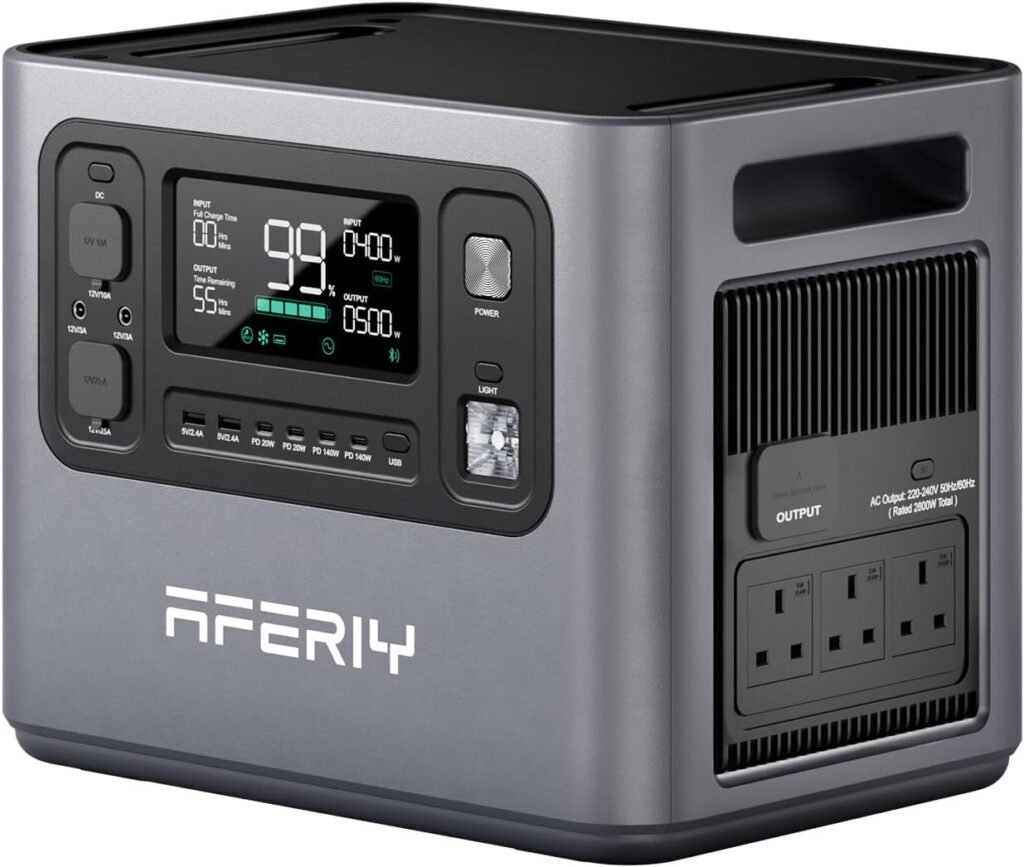 AFERIY New 2025 Portable Power Station 2800W, 2048Wh LiFePO4 Fast Charge in 1.5 H, 220V-240V, UPS, Expandable to 10.24 kWh, Portable Solar Generator for Camping, Home Office, 7-Year Warranty