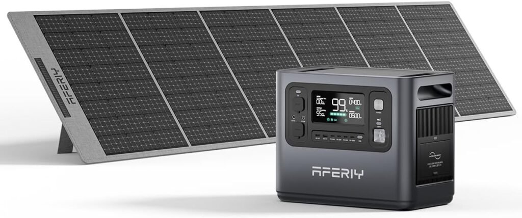 AFERIY Portable Power Station 1248Wh with 400W Portable Solar Panel, 1200W Portable Power Station with 400W Portable Solar Panel, Solar Generator for Camping, Emergency Backup, Outdoor