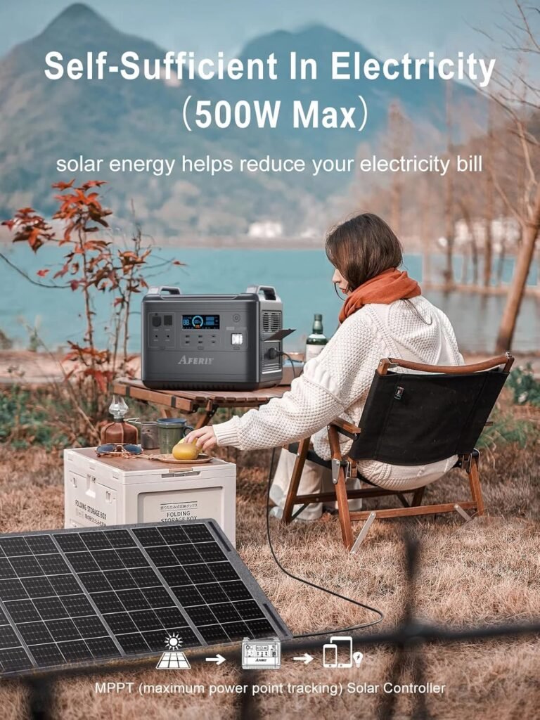 AFERIY Portable Power Station 2000W with 200W Solar Panel, 1997Wh Portable Power Station LiFePO4 with 200W Solar Panel, 230V AC Outlets, UPS, Solar Generator, Electric Generator for RV/Camping/Home