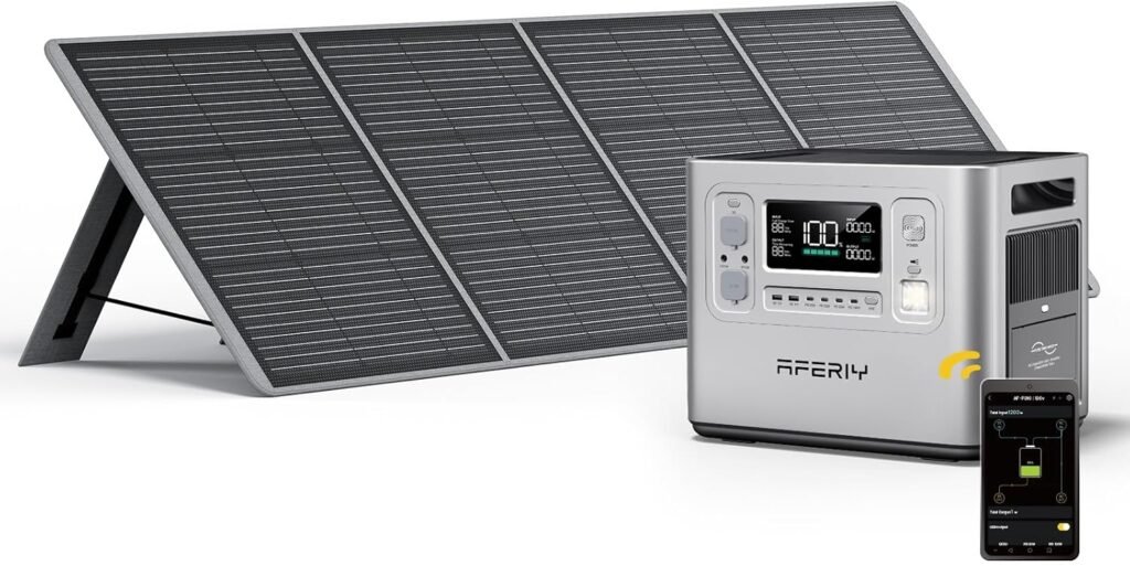 AFERIY Portable Power Station 2400W with 2X 200W Solar Panel, 2048Wh Portable Power Station LiFePO4 Solar Generator, Electric Generator for RV/Camping/Home, 7 Year Warranty