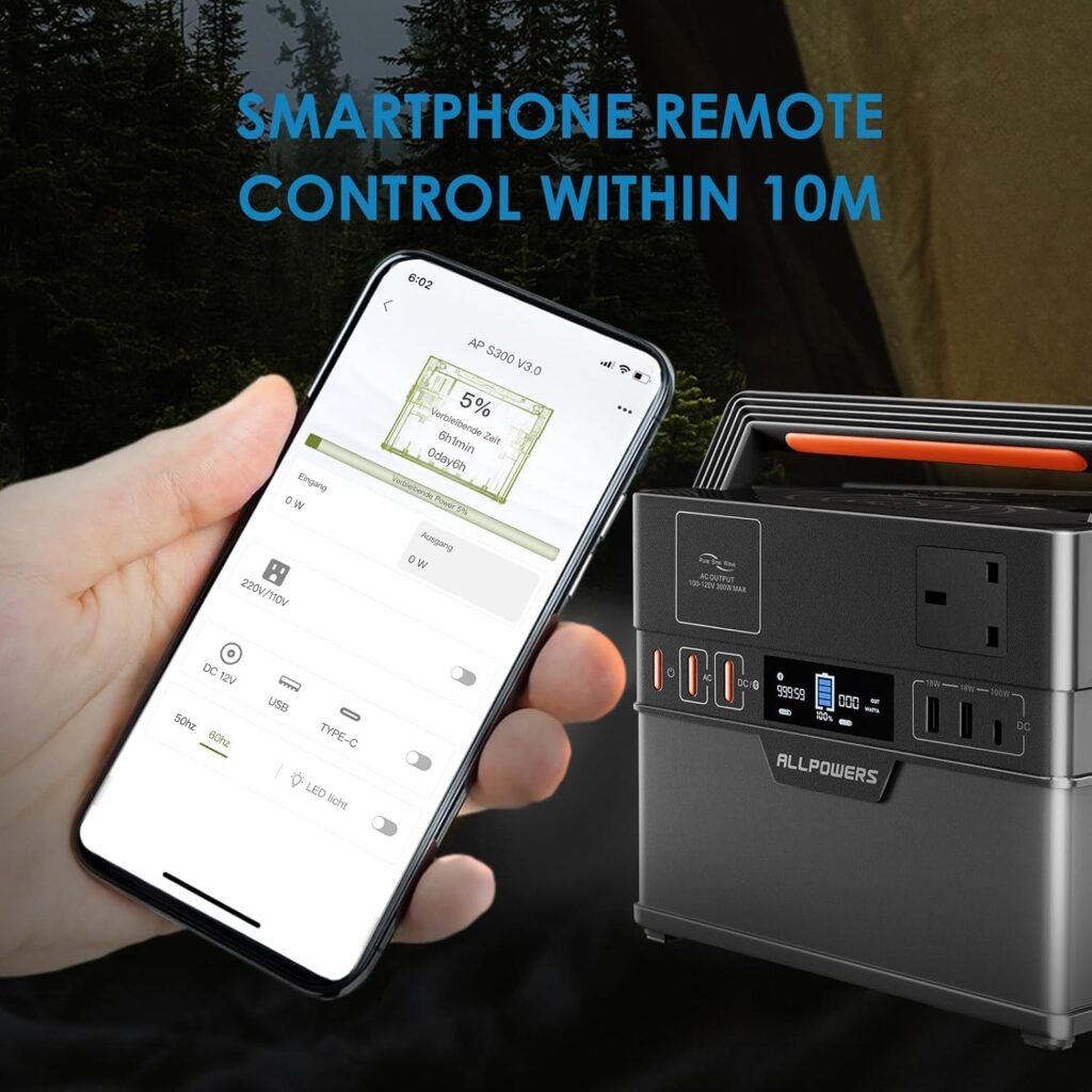 ALLPOWERS Portable Power Station 300W / 288Wh Solar Generator Camping Generator with 1x100W Foldable Solar Panel Included for Outdoors Camping Travel Fishing Emergency Power Supply Backup