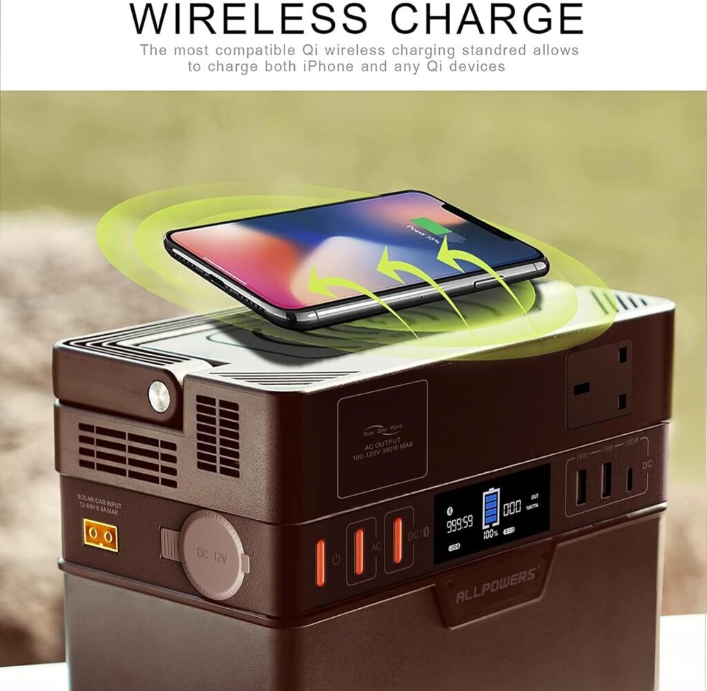 ALLPOWERS Portable Power Station 300W / 288Wh Solar Generator Camping Generator with 1x100W Foldable Solar Panel Included for Outdoors Camping Travel Fishing Emergency Power Supply Backup