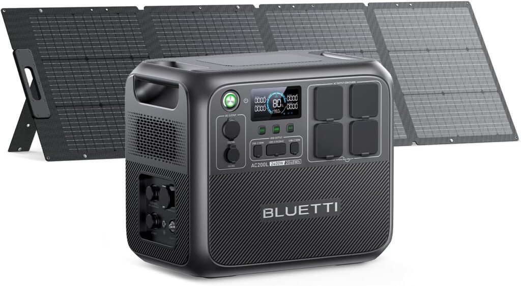 BLUETTI Portable Power Station AC200L, 2048Wh LiFePO4 Battery Backup, Expandable to 8192Wh w/ 4 2400W AC Outlets (3600W Power Lifting), Solar Generator for Camping, Home Use, Emergency