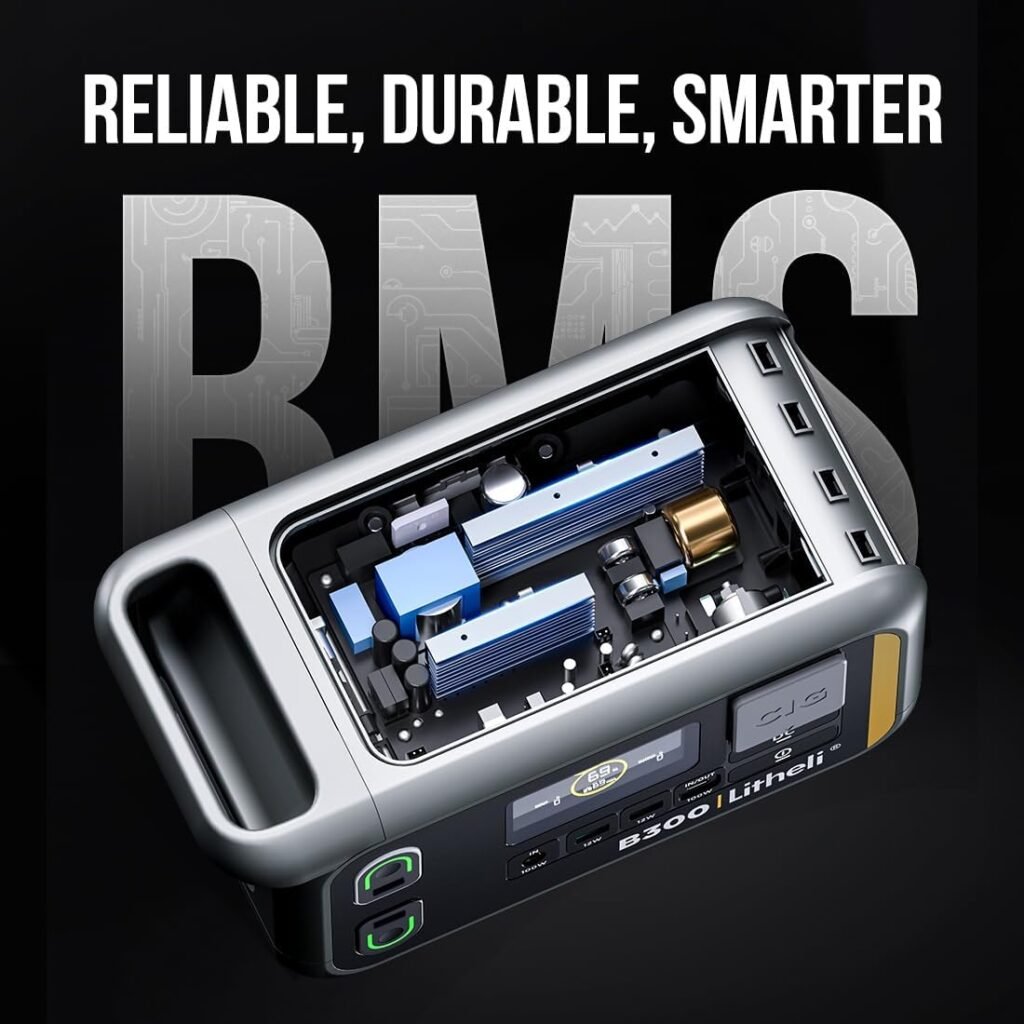 Litheli Portable Power Station, 300Wh Solar Generator (Solar Panel Optional) with 32Wh U-Battery Pack, 200W 6-Port Powerhouse, 2 AC Outlets, 60W USB-C PD Output, for Outdoor Camping, RV