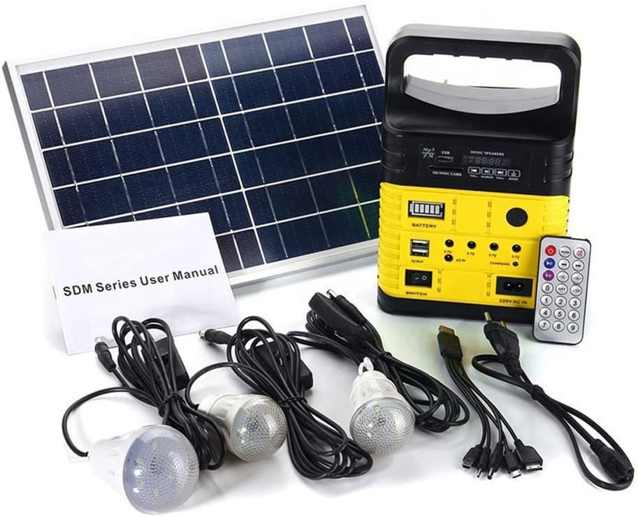 Solar Generator, InnovTec 7500MAH Portable Power Station with Solar Panel 2 USB 5V DC Outputs,4 LED 3.7V Outputs 3 Bulbs for Camping, RV, Outdoor DC Generator