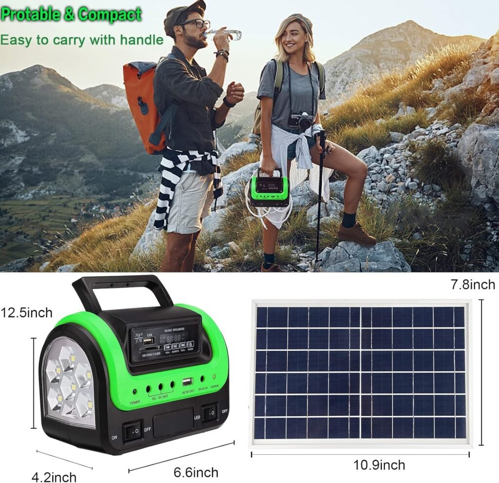 Solar Generator - Portable with Panel, Solar Power Generators Station Flashlight, Emergency Powered for Home Use Camping Hunting Emergency(Green)