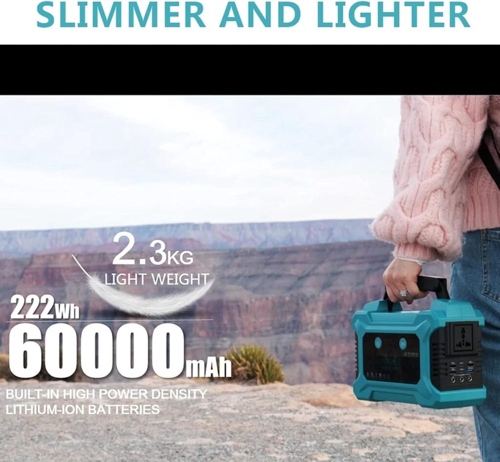 200W 110V/220V Portable Power Station, Solar Inverter Generator Lithium Battery with QC3.0 Dual USB C for CPAP Backup Camping Emergency