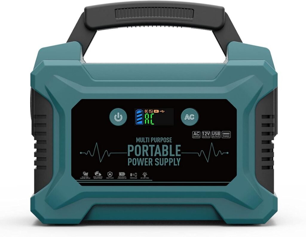 200W 110V/220V Portable Power Station, Solar Inverter Generator Lithium Battery with QC3.0 Dual USB C for CPAP Backup Camping Emergency