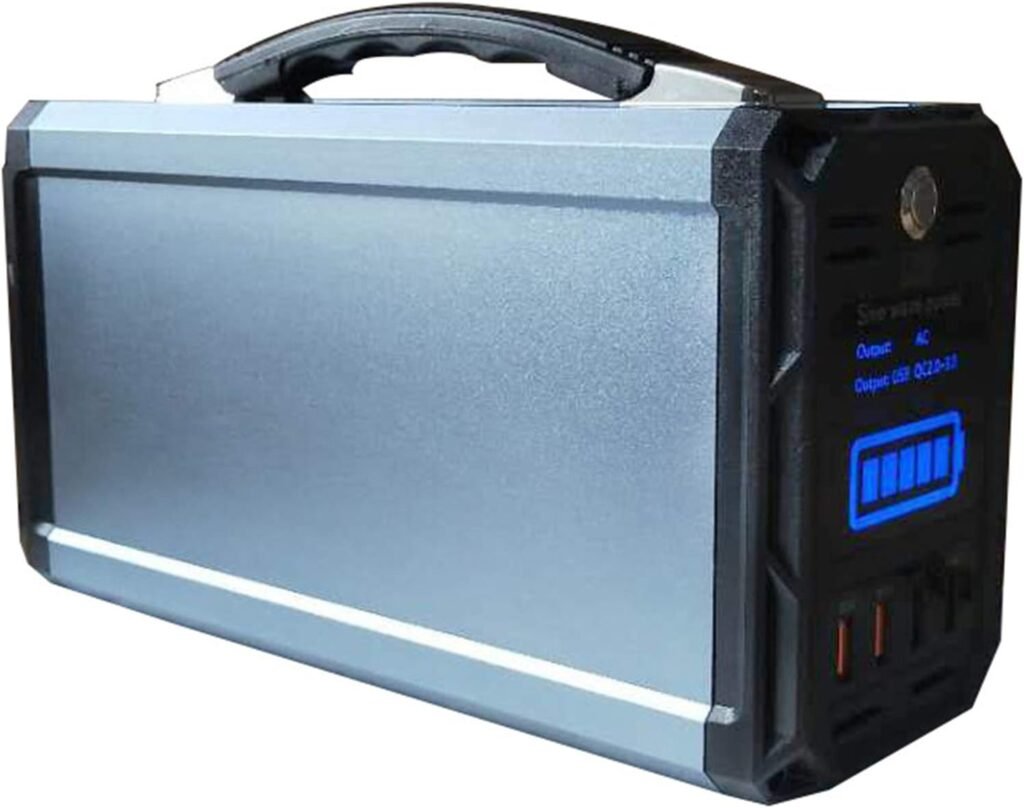 300W Portable Power Station 222Wh Lithium-ion Battery Pack Solar Generator with 2 AC Sockets and 4 USB Ports Rechargeable Backup Power Supply for Camping Outdoors RV Emergency