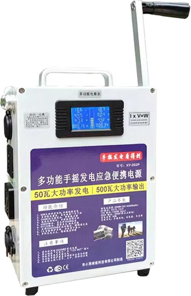 500W Hand Crank Generator, Portable Power Station with Folding Handle, Manual Crank Generator, for Field Exploration Long-Distance Travel Sudden Power Outage