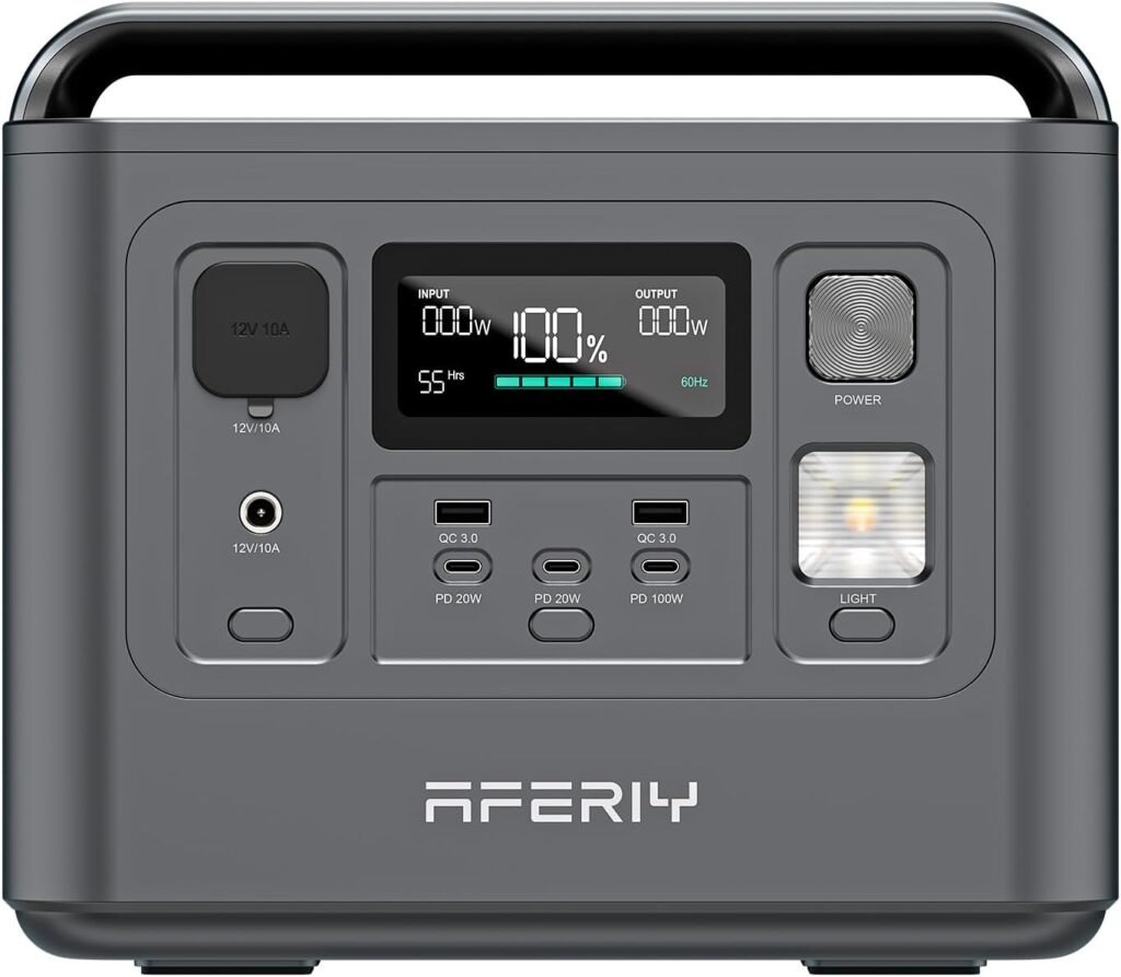 AFERIY Portable Power Station 800W, 512Wh Portable Power Station LiFePo4 Battery, 1-Hour Fast Charging, AC 220V-240V, UPS, 3500+ Charge Cycles, Solar Generator for Outdoor Camping/RV/Home Backup