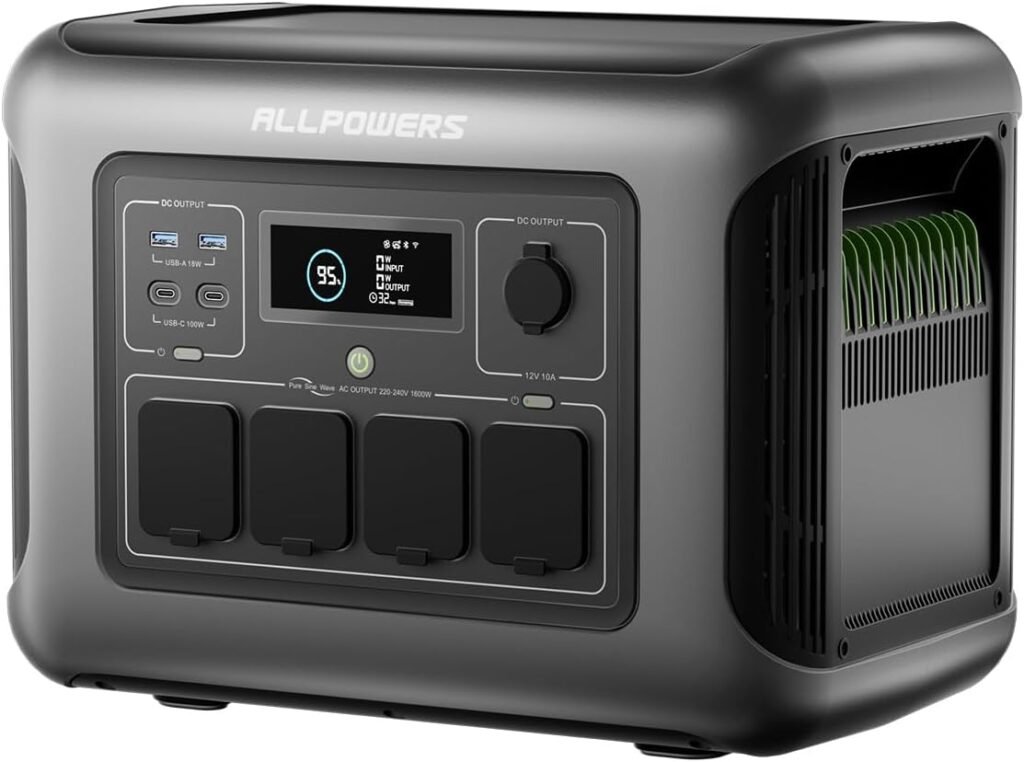 ALLPOWERS R1500 LITE Portable Power Station, 1056Wh LiFePO4 Battery, 1600W AC/100W USB-C Output, 0-80% in 40 Min Fast Charge MPPT Solar Generator for Outdoor Camping Off-grid Living RV Emergency