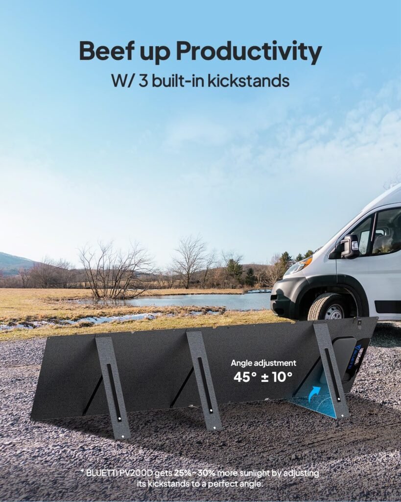 BLUETTI Solar Panel 200W, for Power Station AC70 AC180 AC200L AC300, Portable Solar Panel w/Adjustable Kickstands, Foldable Solar Charger for RV, Camping, Blackout BLUETTI Solar Panel 200W, for Power Station AC70 AC180 AC200L AC300, Portable Solar Panel w/Adjustable Kickstands, Foldable Solar Charger for RV, Camping, Blackout