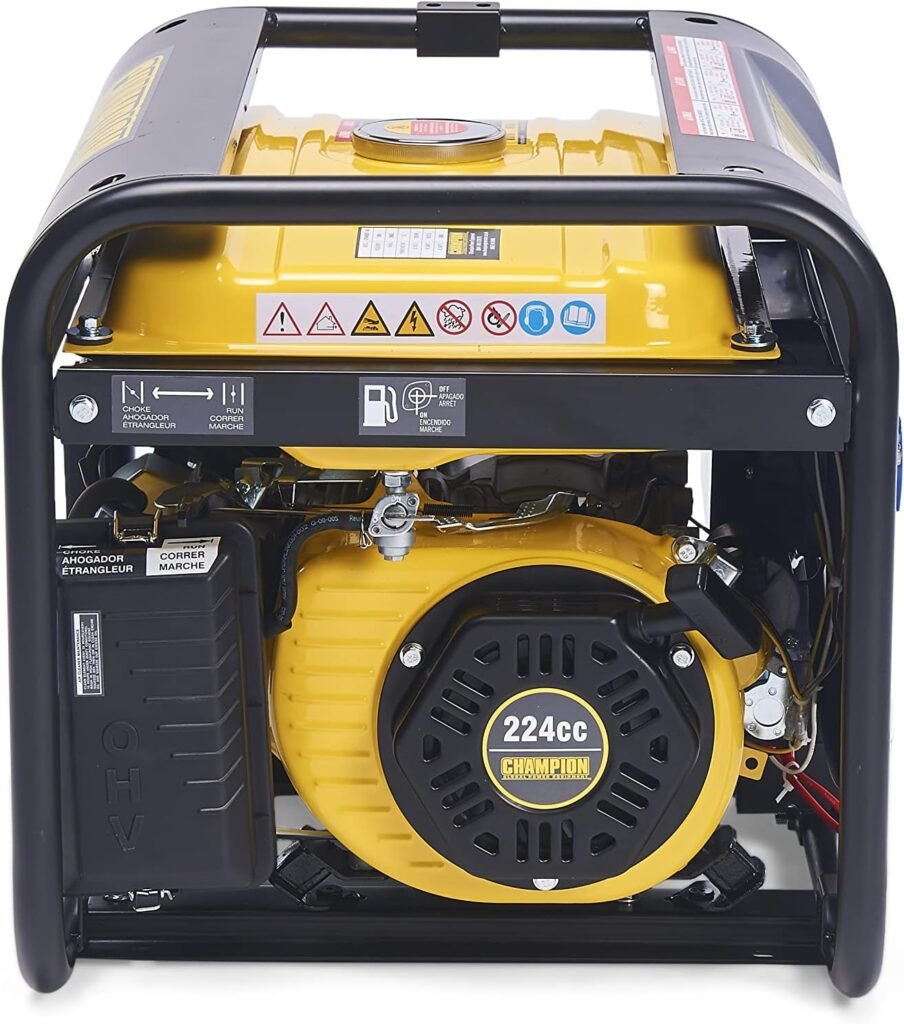 Champion Power Equipment CPG4000E1 3500 Watt Portable Petrol Frame Generator - 224cc OHV Engine - 15L Tank, 12 Hours Max, Electric Start, Intelligauge Display, Cold Start, Shut Off Sensor