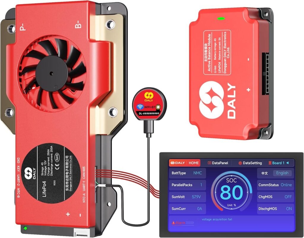 DALY BMS Balance 12V 250A Display - 5A Active Balance BMS 4S with 4.3 Inch LCD Touchscreen WiFi Bluetooth Module Supports RS485 CAN for LiFePO4 Battery Pack RV Portable Power Station DALY BMS Balance 12V 250A Display - 5A Active Balance BMS 4S with 4.3 Inch LCD Touchscreen WiFi Bluetooth Module Supports RS485 CAN for LiFePO4 Battery Pack RV Portable Power Station
