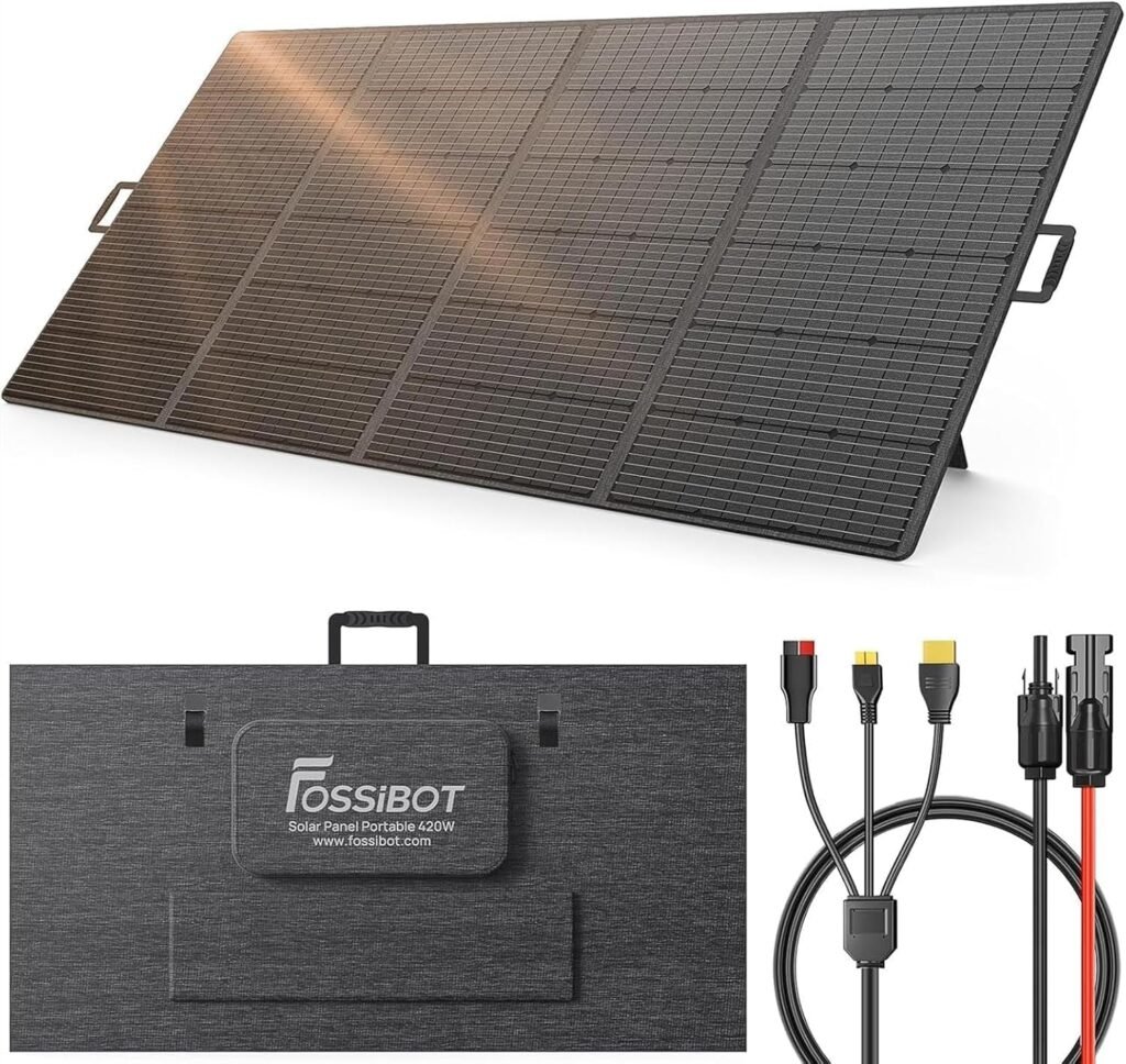 FOSSiBOT Solar Panel SP420: 420-Watt Portable Solar Charging Panel, Power Station F800/F1200/F2400/F3600, Adjustable Bracket, Foldable Solar Charger, RV, Camping, Power Outage