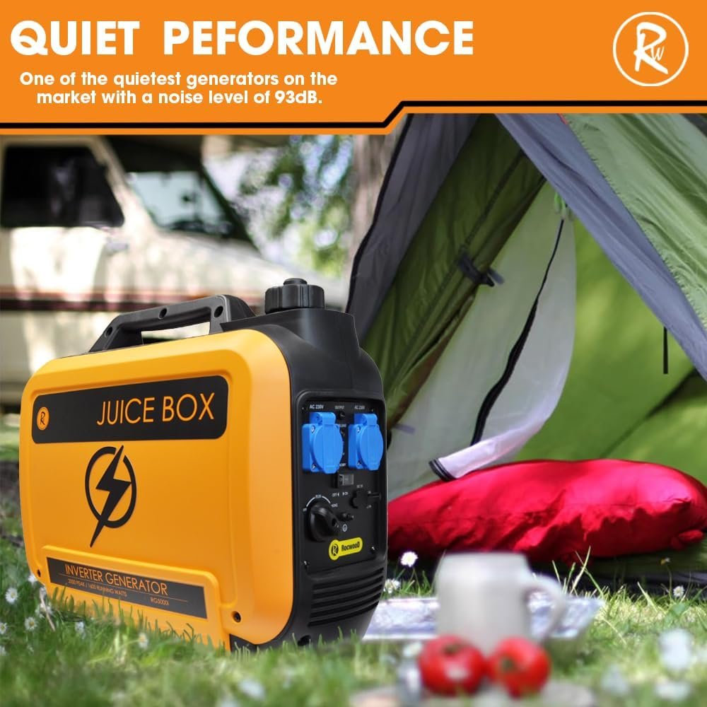 Inverter Generator Petrol 2000W Watts RocwooD Portable Camping Quiet Silent Caravan Motorhome Outdoor Home 230V Lightweight UK Plug Compact 4 Stroke Inverter Generator Petrol 2000W Watts RocwooD Portable Camping Quiet Silent Caravan Motorhome Outdoor Home 230V Lightweight UK Plug Compact 4 Stroke