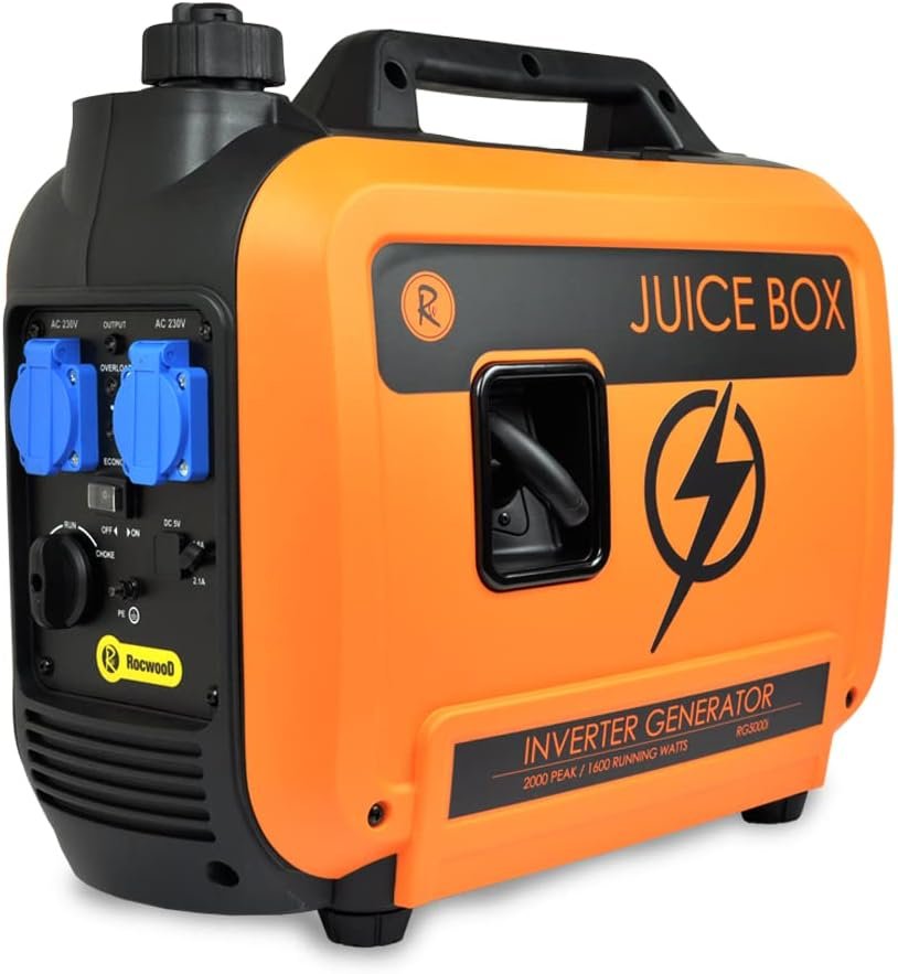 Inverter Generator Petrol 2000W Watts RocwooD Portable Camping Quiet Silent Caravan Motorhome Outdoor Home 230V Lightweight UK Plug Compact 4 Stroke Inverter Generator Petrol 2000W Watts RocwooD Portable Camping Quiet Silent Caravan Motorhome Outdoor Home 230V Lightweight UK Plug Compact 4 Stroke