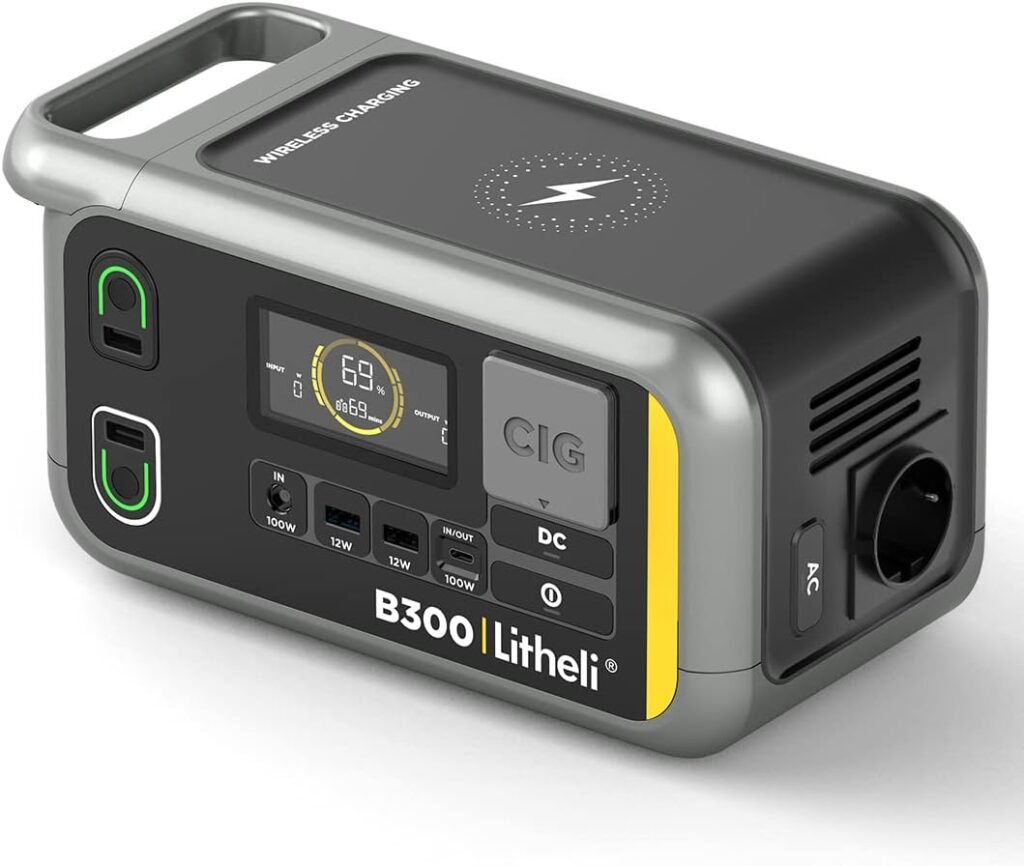 Litheli Portable Power Station, 300Wh Solar Generator (Solar Panel Optional) with 32Wh U-Battery Pack, 200W 6-Port Powerhouse, 2 AC Outlets, 60W USB-C PD Output, for Outdoor Camping, RV