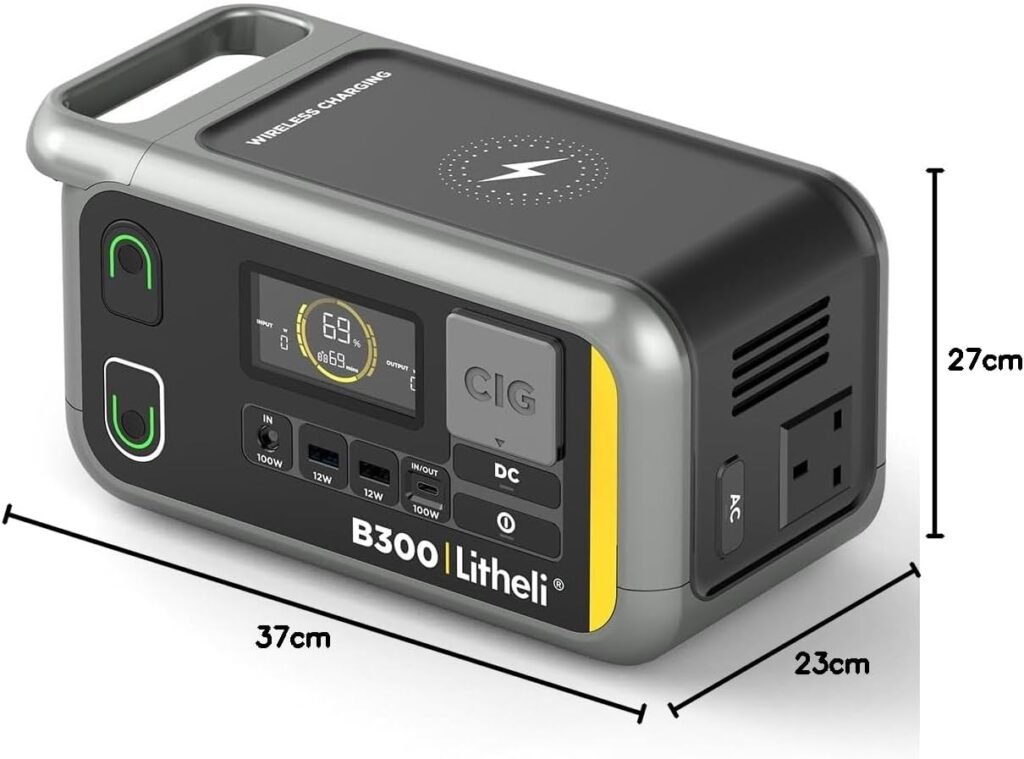 Litheli Portable Power Station, 300Wh Solar Generator (Solar Panel Optional) with 32Wh U-Battery Pack, 200W 6-Port Powerhouse, 2 AC Outlets, 60W USB-C PD Output, for Outdoor Camping, RV