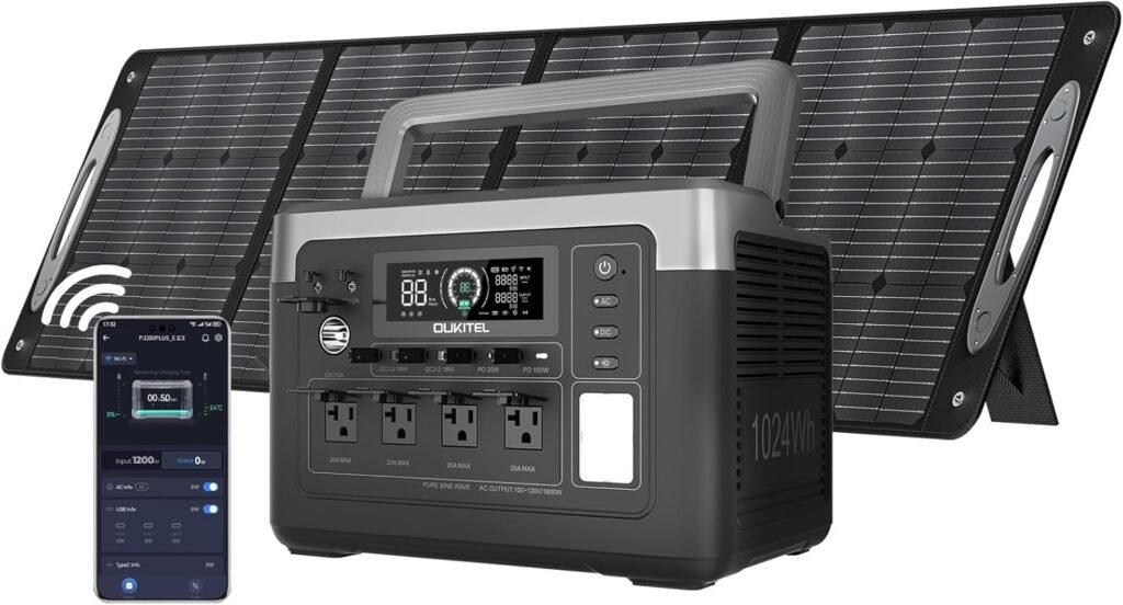 OUKITEL P800 800W Solar Generator with 200W Solar Panel, 512Wh Portable Power Station LiFePO4 Battery Emergency for Home Backup Camping RVs
