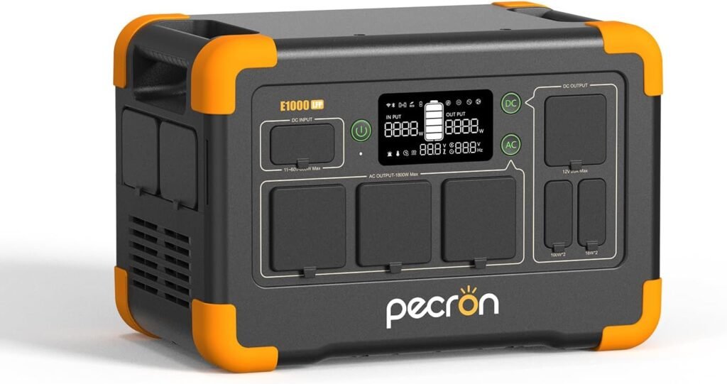 pecron Portable Power Station E1000LFP, 1024Wh LiFePO4 Battery Backup, 1800W AC/100W USB-C Output, Fast Charging Solar Generator for Home Use, Camping, RV, Emergencies pecron Portable Power Station E1000LFP, 1024Wh LiFePO4 Battery Backup, 1800W AC/100W USB-C Output, Fast Charging Solar Generator for Home Use, Camping, RV, Emergencies