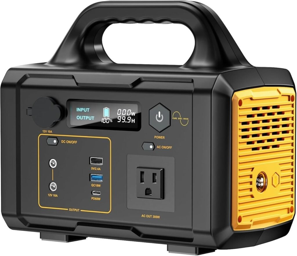 Portable Power Station 293Wh with Solar Panel, Solar Powered Generator with 120V AC Outlet for RV Camping Outdoor Home Emergency Backup