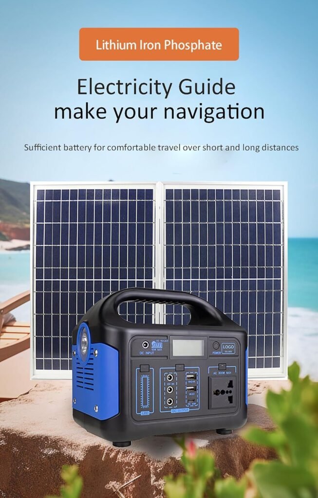 Portable Power Station 300w, Solar Generator Lithium Battery Portable Power Bank with 100V-240V Ac Power Socket for Home Camping Emergency Backup