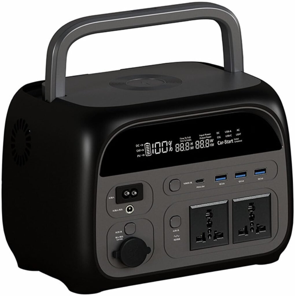 Portable Power Station, 300Wh Battery with 2 AC Outlets and Wireless Charging Function Solar Generator, for Outdoor Camping RV Home Use,300Wh