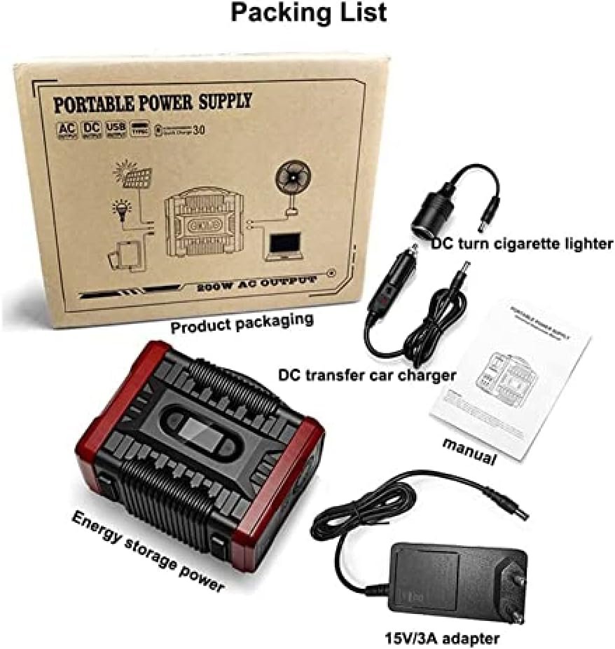 Portable Power Station 60000Mah Mobile Power Supply 222Wh Camping Lithium Battery Power Supply for Camping Holidays, Outdoor Adventures  Emergencies