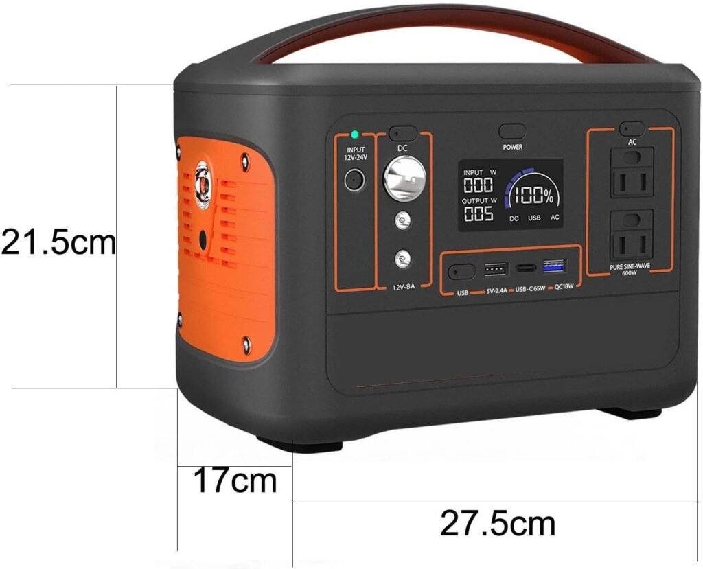 Portable Power Station with 110V/220V, Camping Power Bank with 600W AC/USB/Car Charger Interface 7H Reliable Operation Time, Emergency Power Supply for Outdoor Indoor