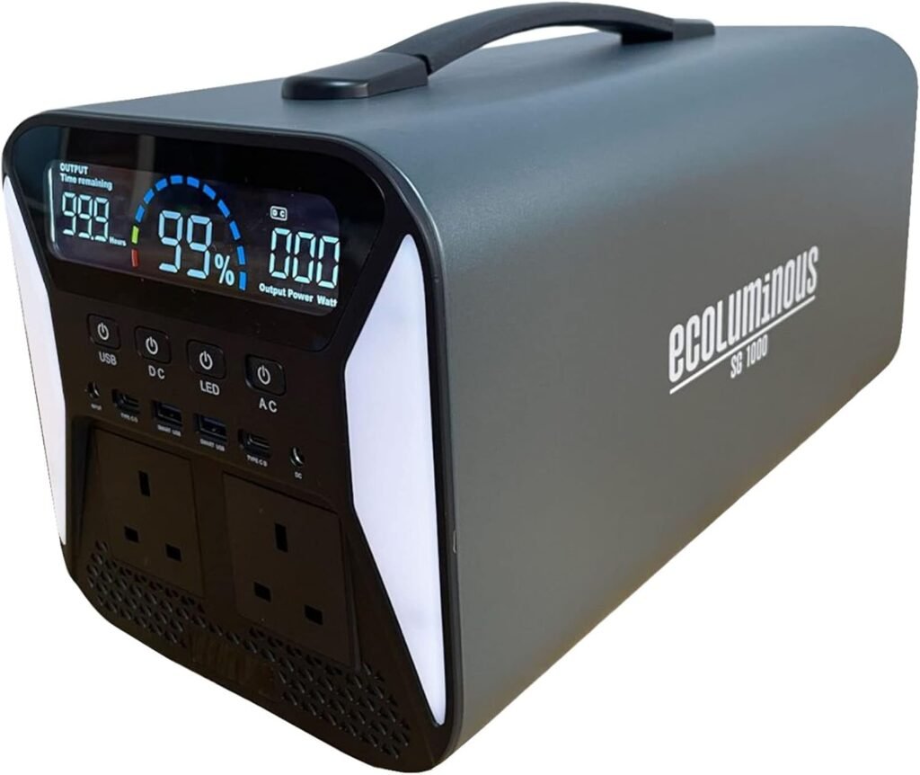 Portable Solar Power Station | 1000Wh/320000mAh | LiFePO4 Battery Pure Sine Wave Solar Generator AC Power Bank |1000Watt (PEAK 2000watt) for Home Backup, Emergency, RV, Camping