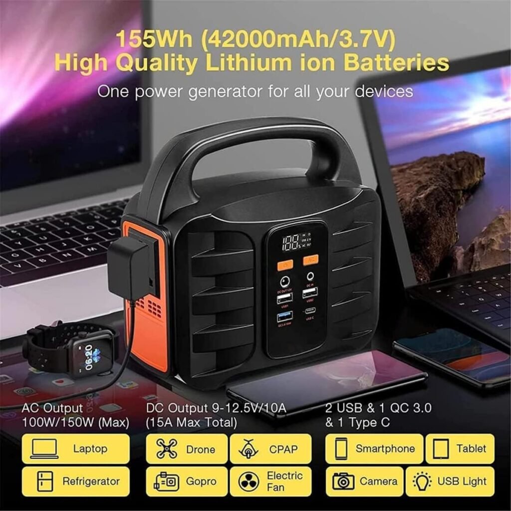 Solar Generator Portable Power Station 150W 80000mAh Emergency Power Supply for Home, Camping, RV, Outdoor Adventures and Emergency Outages