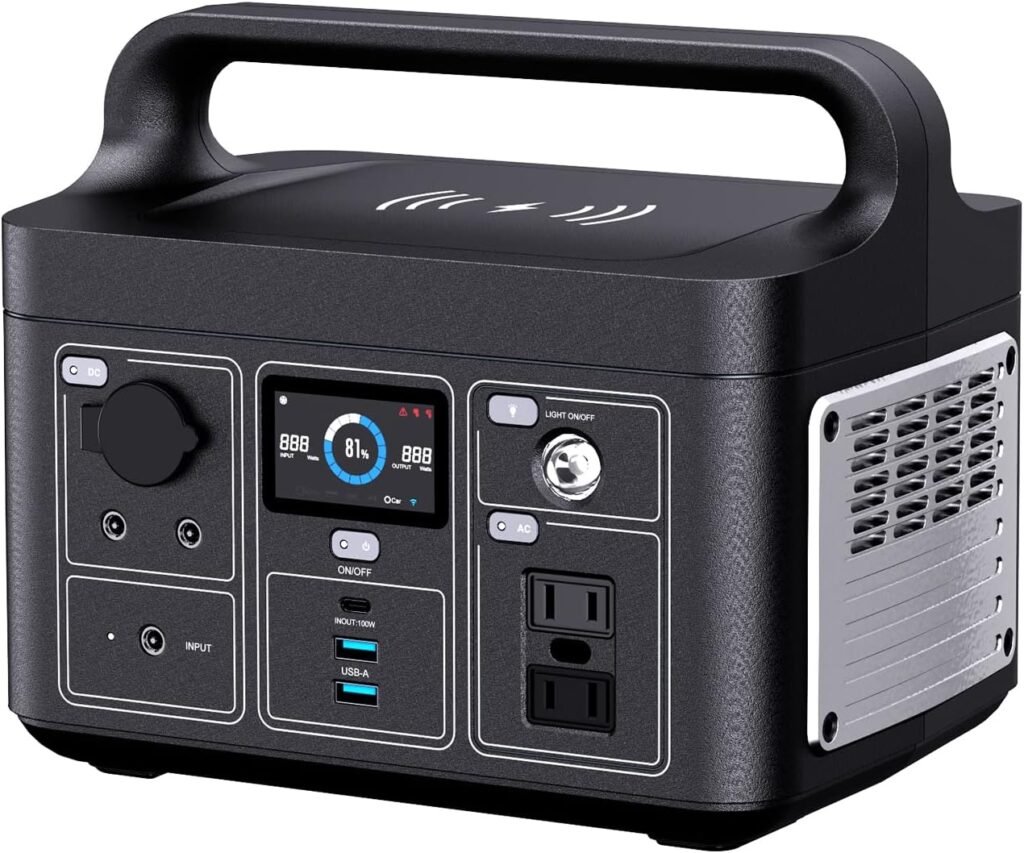 VIGORPOOL Portable Power Station LAKE 300, Solar Generator 320Wh LiFePO4 Lithium Battery, 230V/300W Pure Sine Wave AC Outlet, 8 Outputs + 1 Wireless Outputs for Camping Travel Fishing