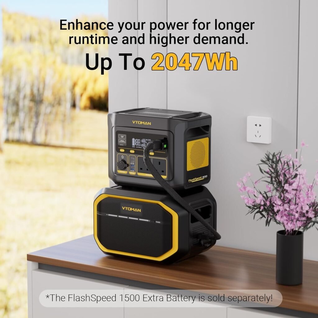VTOMAN FlashSpeed 600 Portable Power Station with 110W Solar Panel - 499Wh/600W(1200W Peak) Solar Generator with LiFePO4 Battery, 100W USB-C, 60 Min Fast Charging 0-80% for Camping, Fishing, RVs