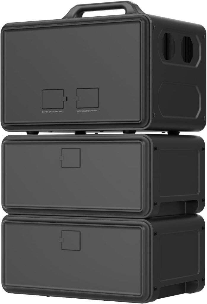 2400W 4480Wh portable power station set with two expansion batteries