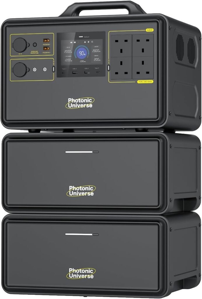 2400W 4480Wh portable power station set with two expansion batteries