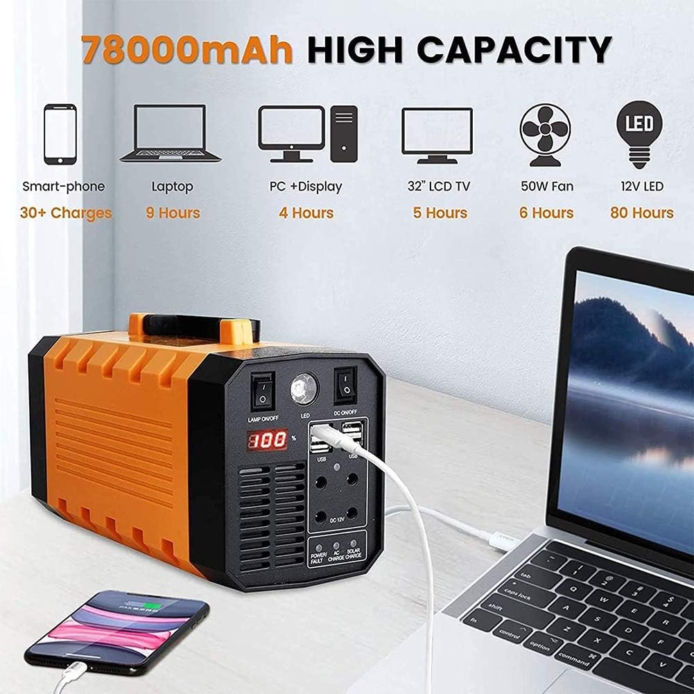288Wh 500W Portable Power Station Solar Generator Rechargeable Backup Lithium Battery with AC/DC/USB Output Flashlight for CPAP Camping Travel Laptop