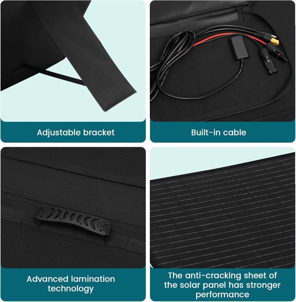 400W Portable Solar Panel, ETFE Coated Solar Charger with 4-in-1 Connector, IP65 Waterproof Solar Blanket with Adjustable Stand, for Power Station, Hiking, RV, Off Grid Blackouts, 23% High Efficiency 400W Portable Solar Panel, ETFE Coated Solar Charger with 4-in-1 Connector, IP65 Waterproof Solar Blanket with Adjustable Stand, for Power Station, Hiking, RV, Off Grid Blackouts, 23% High Efficiency