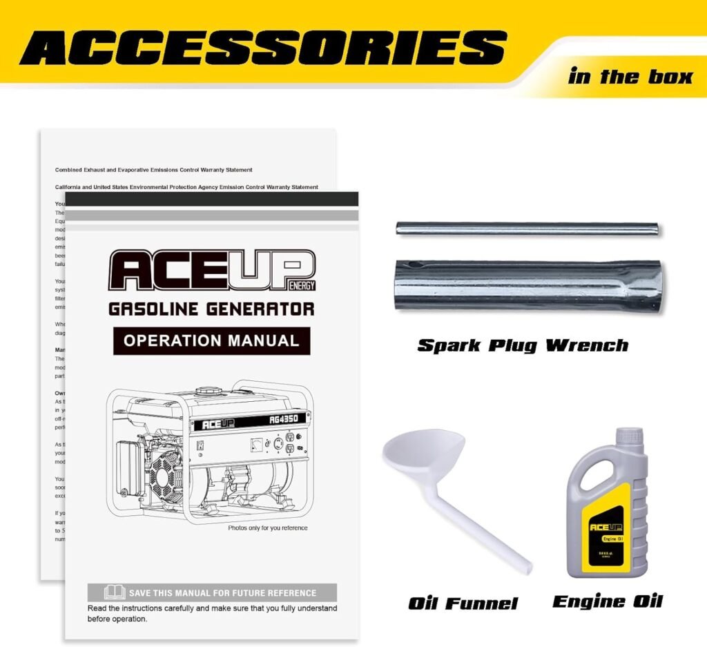 Aceup Energy Portable Generator 4350 Watt Gas Powered Equipment