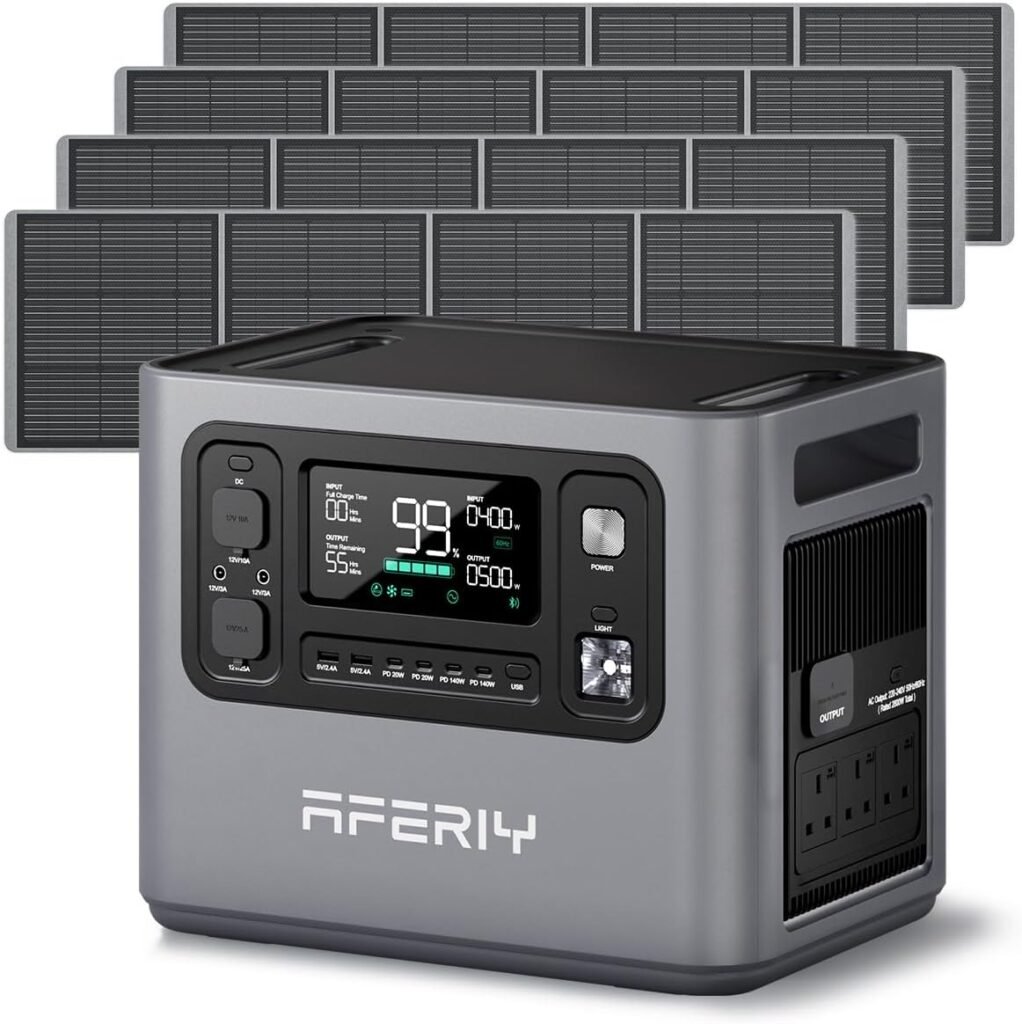 AFERIY P280 2800W Portable Power Station with 200W Solar Panel, UPS 2048Wh LiFePO4 Battery,Expandable to 10kWh,1800W AC Charging,Solar Generator for Home Use,Power Outages,Camping,and RVs