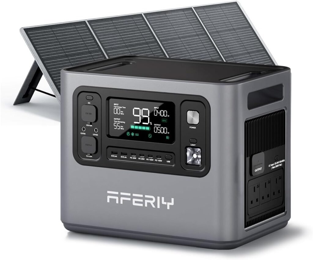 AFERIY P280 2800W Portable Power Station with 200W Solar Panel, UPS 2048Wh LiFePO4 Battery,Expandable to 10kWh,1800W AC Charging,Solar Generator for Home Use,Power Outages,Camping,and RVs