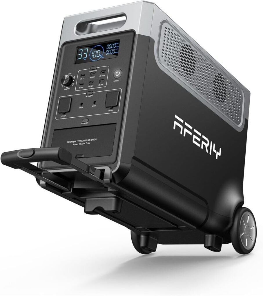 AFERIY Portable Power Station 3600W 3840Wh, Capacity Extendable to 11520Wh, Electric Generator LiFePO4 as Backup Battery, 220V-240V, EPS, UPS, BMS, Solar Generator for Camping, Travel, Power Outage