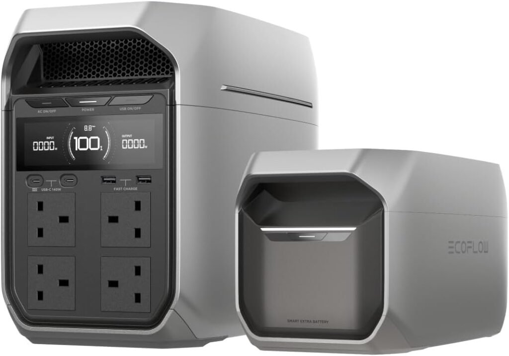 ECOFLOW DELTA 3 Plus Solar Generator with 220W Bifacial Solar Panel, 1000W solar Input, LiFePO4 Battery, Portable Power Station 1024Wh for Home Backup, Emergency Power, Camping