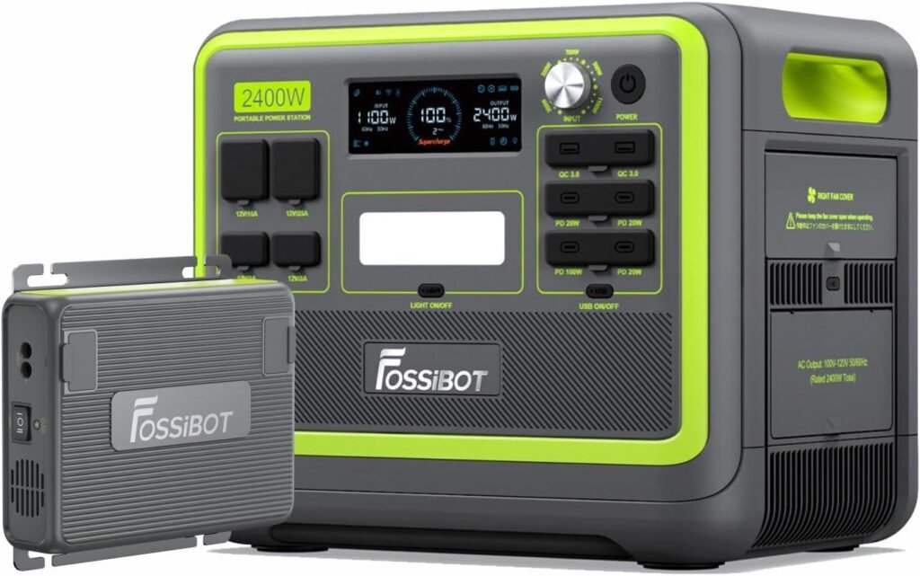 FOSSIBOT F2400 Portable Power Station with 200W Solar Panel, Solar Generator Control With App, 2048Wh LiFePO4 Battery Fast Charge in 1.5H, 240V AC Outlets, 13 Outputs for Camping/RV/Home Emergency
