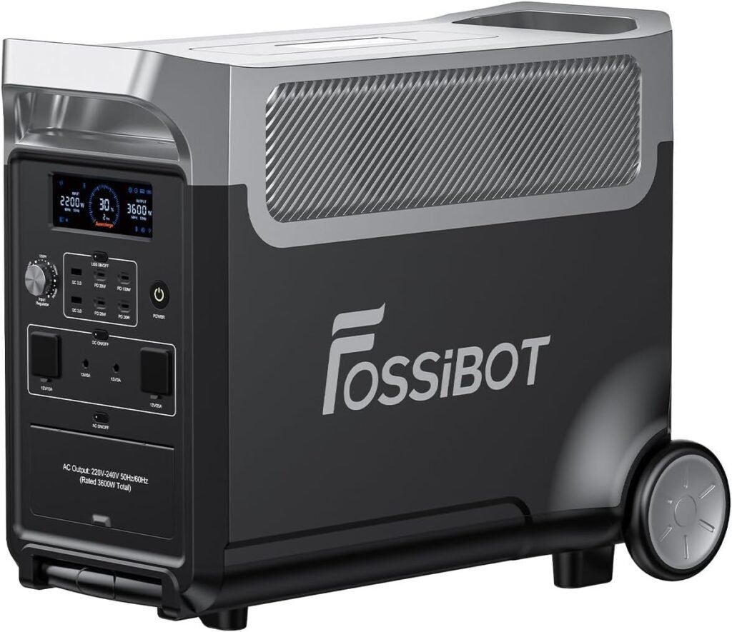 FOSSIBOT Portable Power Station F3600Pro with 3840Wh LiFePO4 Battery 3600W Output,ultra-high capacity 220V-240V, EPS, UPS, BMS, Compatible with Solar Panel for Outdoor RV Camping  Emergency