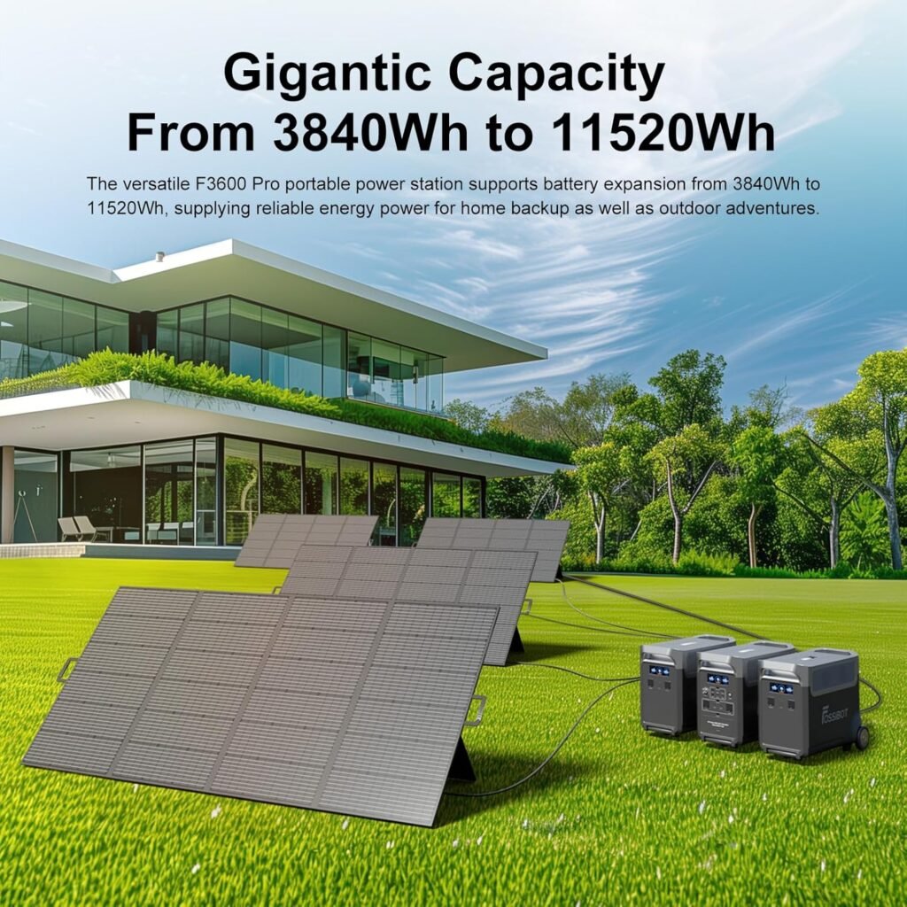 FOSSIBOT Portable Power Station F3600Pro with 3840Wh LiFePO4 Battery 3600W Output,ultra-high capacity 220V-240V, EPS, UPS, BMS, Compatible with Solar Panel for Outdoor RV Camping  Emergency