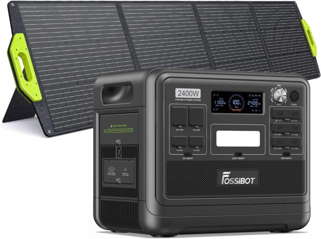 FOSSiBOT Upadte F2400+SP200 Protable Power station,F2400 2048Wh High performance automotive grade battery pack solar generator,Lightweight 200W solar panel with fast charging for camping,rv,emergency